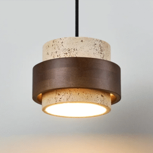 TerraLuxe Stone & Walnut Pendant